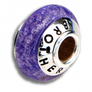 Lilac Bead with Cremation Ashes in Glass