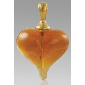 Loving Memory Glass Heart Cremation Pendant - Amber