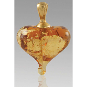 Precious Metals Heart Cremation Pendant - Gold and Amber