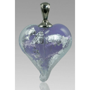 Precious Metals Heart Cremation Pendant - Silver and Lavender