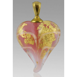 Precious Metals Heart Cremation Pendant - Gold and Pink