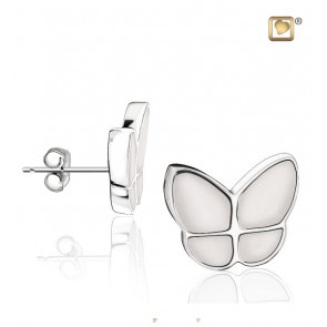Wings of Hope Pearl White Enamel Butterfly Earrings