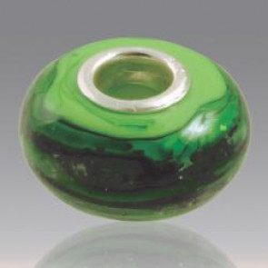 Perfect Memory Malachite Green Glass Cremation Bead with Ashes