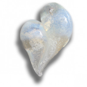 Misty White Heart Glass Cremation Pendant
