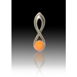 Infinity Glass Bead Pendant - Orange - Sterling Silver