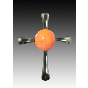 Symphony Cross Pendant - Orange - Sterling Silver