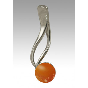 Tempo Glass Bead Cremation Pendant - Orange - Sterling Silver