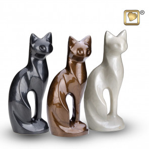 Sleek Cat Brass Cremation urn for ashes
