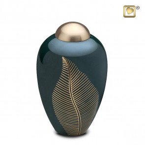 Elegant Leaf Brass Pet Cremation Urn for ashes