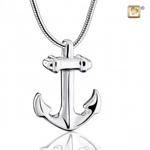 Anchor Sterling Silver Rhodium Plated Necklace for Ashes