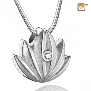 Lotus Sterling Silver with Clear Crystal Pendant for Ashes