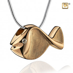 Fish Gold Vermeil Two Tone with Clear Crystal Pendant