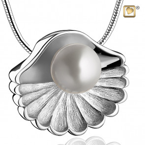 Sterling Silver Two-Tone Sea Shell with Pearl Pendant