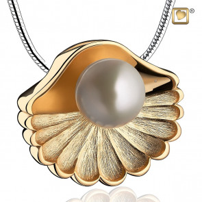 Gold Vermeil Two-Tone Sea Shell with Pearl Pendant