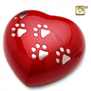 Heart Shaped LoveRed Pet Cremation Urn for ashes.