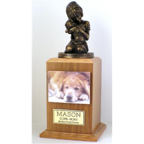 My Best Dog Ever Urn with Magnetic Photo Holder and and Engraved Square Nameplate
