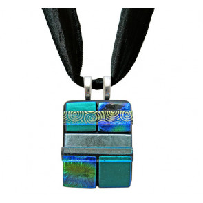 Quilted Dichroic Glass #02 Cremation Pendant
