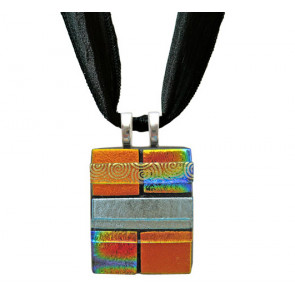 Quilted Dichroic Glass #03 Cremation Pendant