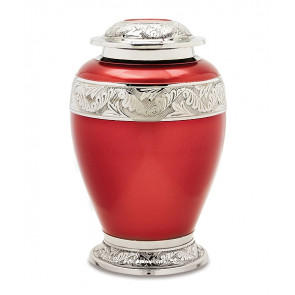 Red and Silver Brass Urn
