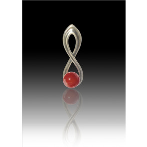 Infinity Glass Bead Pendant - Red - Sterling Silver