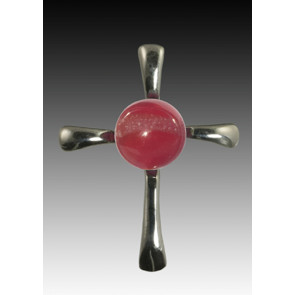 Symphony Cross Pendant - Red - Sterling Silver