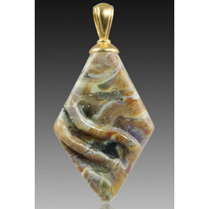 Rhombic Pendant - Calico with Gold Plated Bail