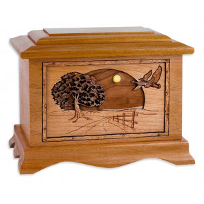 Flying Home Urn with 3D Inlay Wood Art - Mahogany
