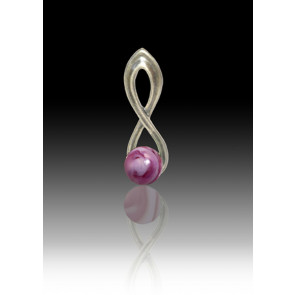 Infinity Glass Bead Pendant - Rose Swirl - Sterling Silver