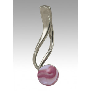 Tempo Glass Bead Cremation Pendant - Rose Swirl - Sterling Silver