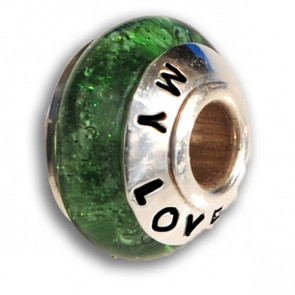 Emerald Green Cremation Jewelry Bead with Ashes in Glass