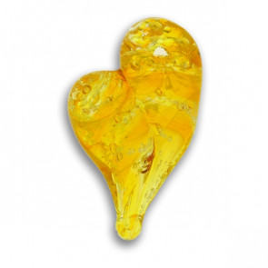 Sunshine Yellow Glass Heart Cremation Pendant with ashes