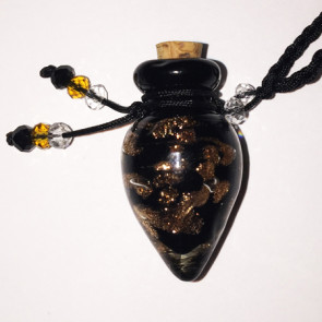 Black Teardrop Glass Bottle Cremation Pendant 