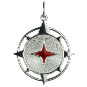 True North Compass Fingerprint Pendant for Men with Colored Resin Center
