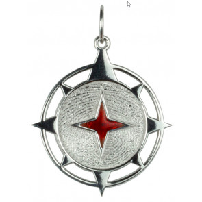 True North Compass Fingerprint Pendant for Women with Colored Resin Center