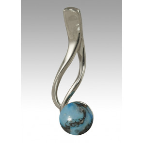 Tempo Glass Bead Cremation Pendant - Turquoise - Sterling Silver