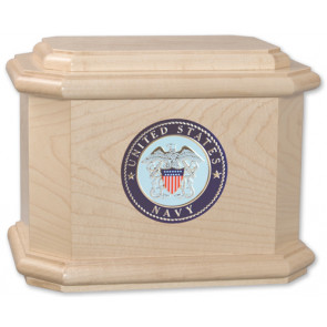 Diplomat Urn with Military Medallion - Maple