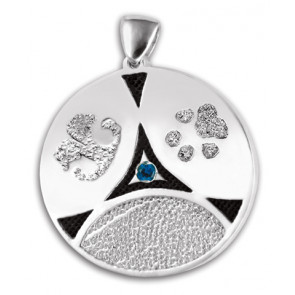 Family Ties Fingerprint Charm with 3 Prints and Birthstone - Sterling Silver