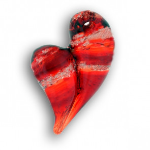 With All My Heart Red Glass Cremation Pendant